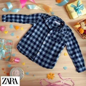 Zara navy Childs checkered top